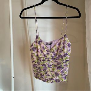 NWT Floral Draped Ruched Tank Blouse Size Medium